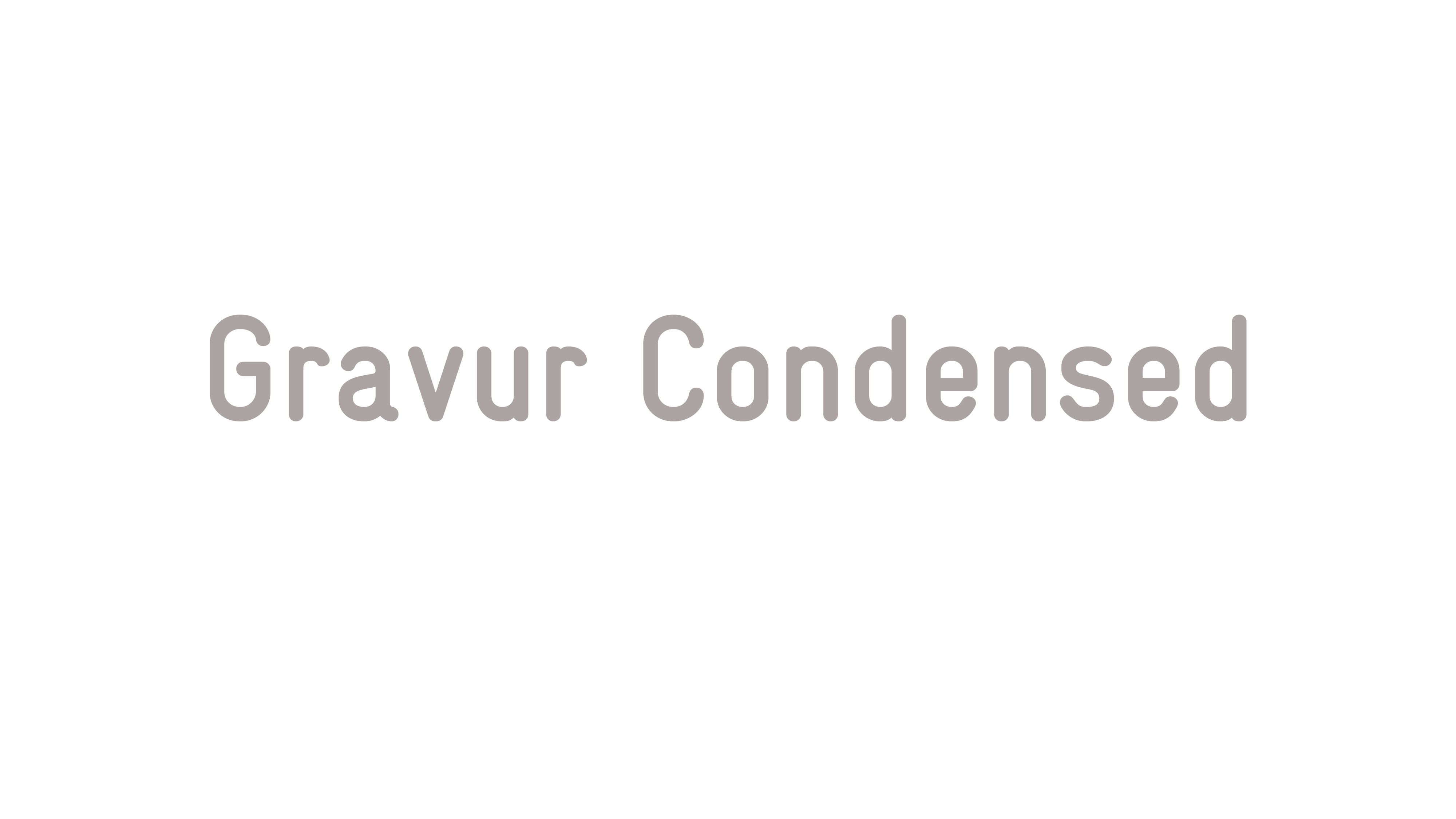 grauer Schriftzug der Schriftart "Gravur Condensed"