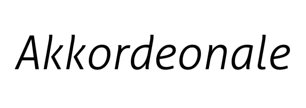 Wort „Akkordeonale” in der Schriftart Aller Light Italic geschrieben