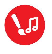 Ein roter Kreis, in dem ein weißer Pinsel und eine weiße Musiknote abgebildet sind. Unter dem Kreis steht der Schriftzug "Kultur"