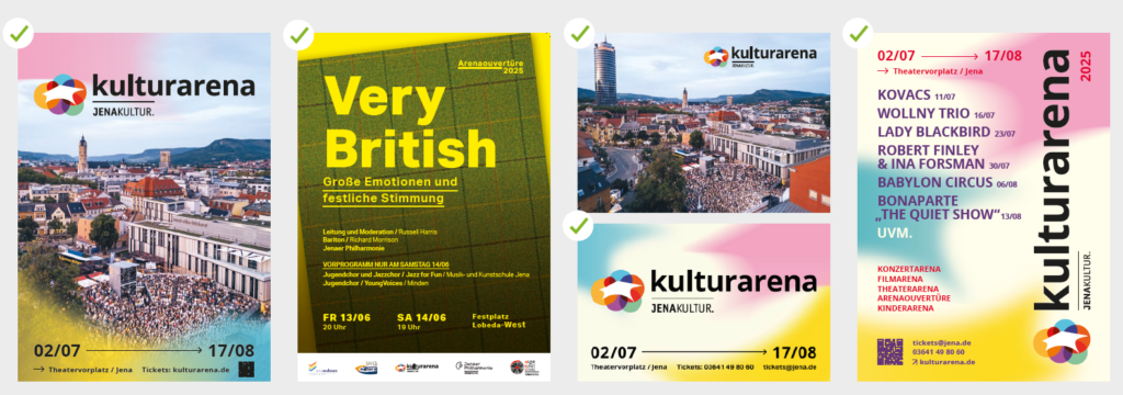 Positivbeispiele in Forma von Plakatern für die Kulturarena.