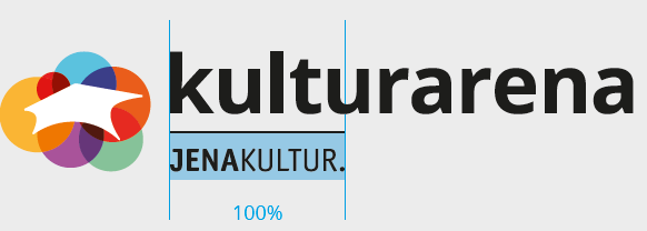 JENAKULTUR. Zusatz unter der Wortbildmarke Kulturarena mit einer gekennzeichneten Abmessung von 100 %