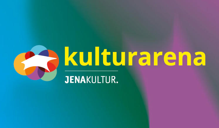 Kulturarena-Logo auf dunklem Hintergrund mit Farbwechsel